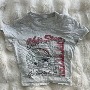 Hollister Gray Ohio State Buckeyes Graphic Tee with Red Accents